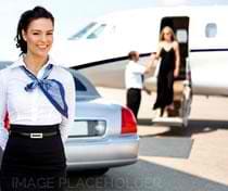 A woman in a white shirt and tie standing next to a car.