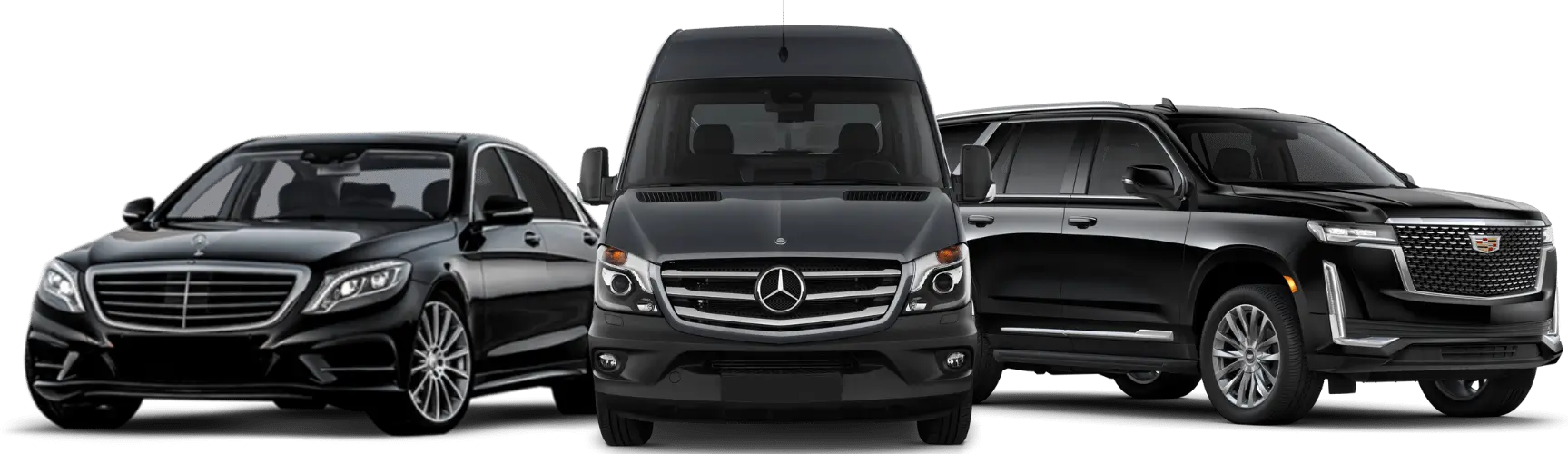 A mercedes benz van parked in front of other vehicles.